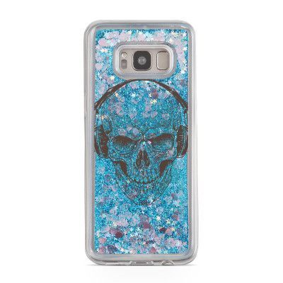Glitter skal till Samsng Galaxy S8 Plus - Skull with Headphones