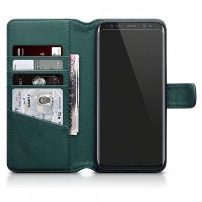 Plånboksfodral Äkta Läder Samsung Galaxy S8 Plus - Grön
