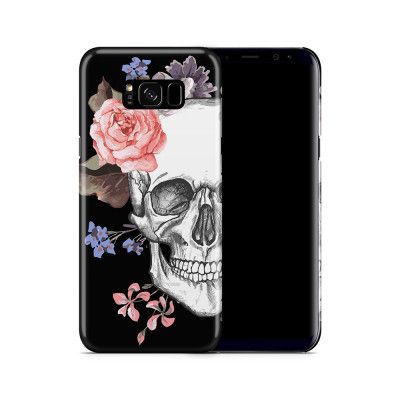 Skal till Samsung Galaxy S8 Plus - Blommig dödskalle - Svart