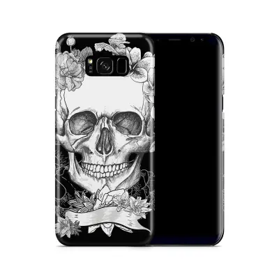 Skal till Samsung Galaxy S8 Plus - Blommig dödskalle - Svartvit