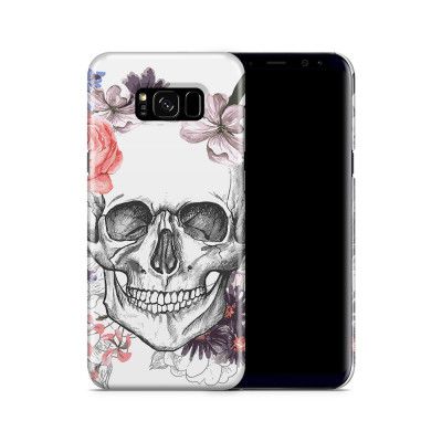 Skal till Samsung Galaxy S8 Plus - Blommig dödskalle - Vit