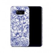 Skal till Samsung Galaxy S8 Plus - Blommor - Blå/Vit