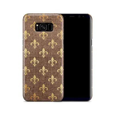 Skal till Samsung Galaxy S8 Plus - Canvas Blommor - Guld/Brun