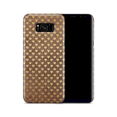 Skal till Samsung Galaxy S8 Plus - Canvas Hjärtan - Guld/Brun