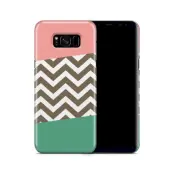 Skal till Samsung Galaxy S8 Plus - Ränder - Mörkgrön/Rosa