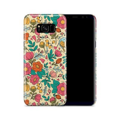 Skal till Samsung Galaxy S8 Plus - Retro Blommor - Beige