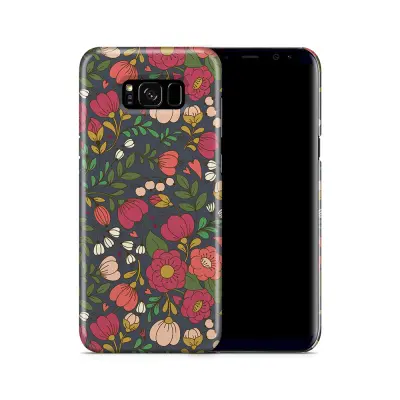 Skal till Samsung Galaxy S8 Plus - Retro Blommor - Grå