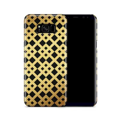 Skal till Samsung Galaxy S8 Plus - Rutmönster - Guld/Svart