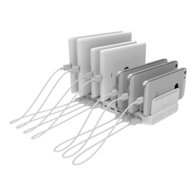 Deltaco USB Laddningsstation 10xUSB-A, 19.2A 96W - Vit