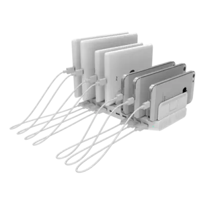 Deltaco USB Laddningsstation 10xUSB-A, 19.2A 96W - Vit
