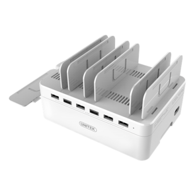 Unitek USB Laddningsstation 6xUSB-A, 2.4A - Vit