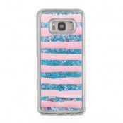 Glitter skal till Samsng Galaxy S8 - Pink Stripes