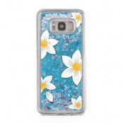 Glitter skal till Samsng Galaxy S8 - White Flowers