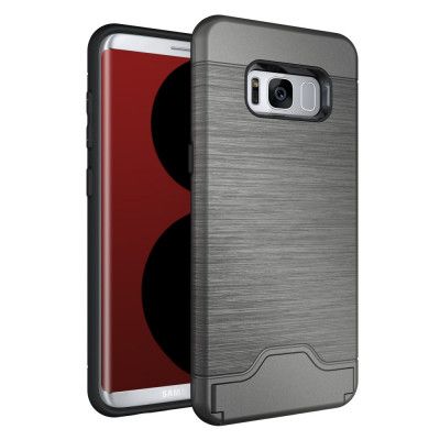 Kickstand Kort Hållare MobilSkal till Samsung Galaxy S8 - Grå