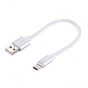 Kort USB-C kabel i Nylontyg 20 cm - Silver