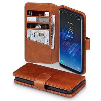 Plånboksfodral Äkta Läder Samsung Galaxy S8 - Cognac