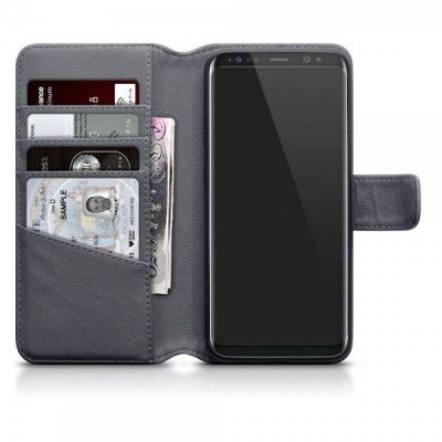 Plånboksfodral Äkta Läder Samsung Galaxy S8 - Grå