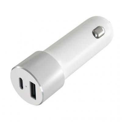 Satechi USB-C billaddare med Typ-C och USB A-utgångar - Vit