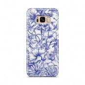 Skal till Samsung Galaxy S8 - Blommor - Blå/Vit