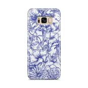 Skal till Samsung Galaxy S8 - Blommor - Blå/Vit