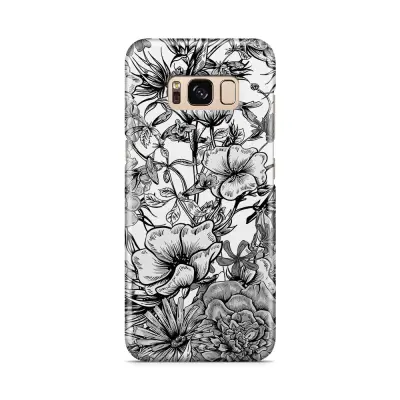 Skal till Samsung Galaxy S8 - Blommor - Svart/Vit