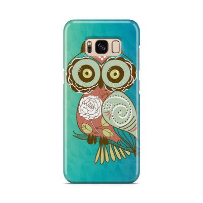 Skal till Samsung Galaxy S8 - Orientalisk uggla - Blå