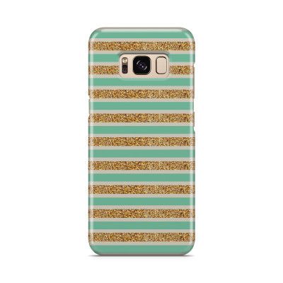 Skal till Samsung Galaxy S8 - Ränder - Guld/Grön