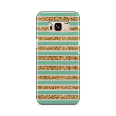 Skal till Samsung Galaxy S8 - Ränder - Guld/Grön