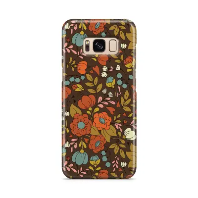 Skal till Samsung Galaxy S8 - Retro Blommor - Brun