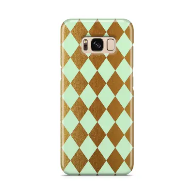 Skal till Samsung Galaxy S8 - Rutig - Guld/Mint