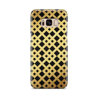 Skal till Samsung Galaxy S8 - Rutmönster - Guld/Svart