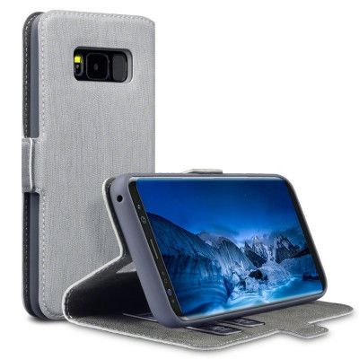 Slimmat Plånboksfodral till Samsung Galaxy S8 - Grå