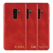 Designa själv - Galaxy S9 Plus konstläder skal - RÖD