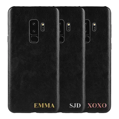 Designa själv - Galaxy S9 Plus konstläder skal - SVART