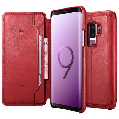 iCarer Äkta Läder Fodral med Detachable Flap Galaxy S9 Plus -  Röd