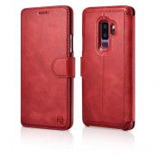 iCarer Galaxy S9 Plus Plånboksfodral 2in1 Folio Äkta Läder - Röd