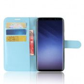 Litchi Plånboksfodral till Samsung Galaxy S9 Plus - Blå