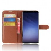 Litchi Plånboksfodral till Samsung Galaxy S9 Plus - Brun