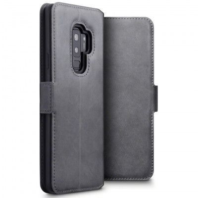 Plånboksfodral av äkta läder till Samsung Galaxy S9 Plus - Grå