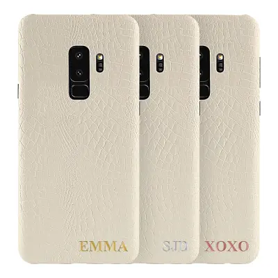 Designa själv - Galaxy S9 konstläder skal - VIT