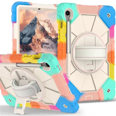 Galaxy Tab S10 FE/S9 FE/S9 Skal Kickstand med Rem - Färgstark