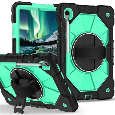 Galaxy Tab S10 FE/S9 FE/S9 Skal Kickstand med Rem - Mintgrön