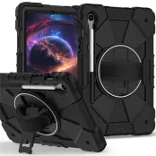 Galaxy Tab S10 FE/S9 FE/S9 Skal Kickstand med Rem - Svart