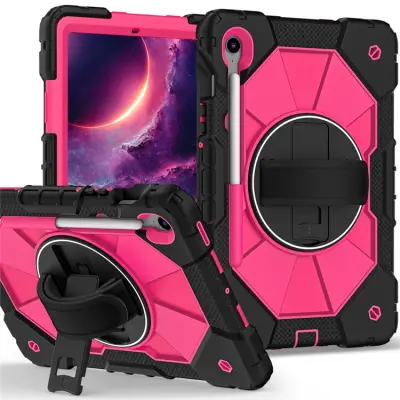 Galaxy Tab S10 FE/S9 FE/S9 Skal Kickstand med Rem - Svart/Rosé