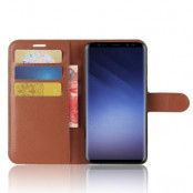 Litchi Plånboksfodral till Samsung Galaxy S9 - Brun