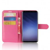 Litchi Plånboksfodral till Samsung Galaxy S9 - Magenta