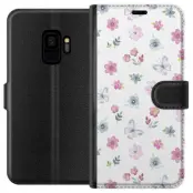 Plånboksfodral till Samsung Galaxy S9 med Blommor och fjärillar