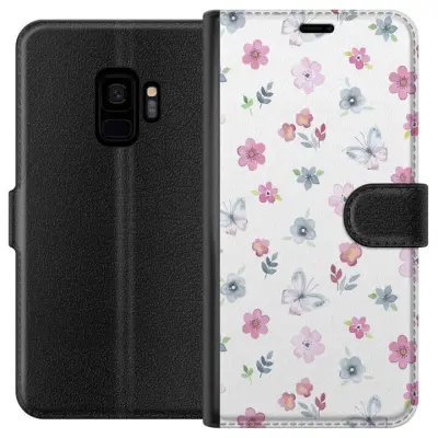 Plånboksfodral till Samsung Galaxy S9 med Blommor och fjärillar