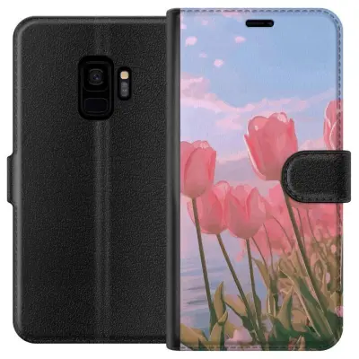 Plånboksfodral till Samsung Galaxy S9 med Rosa Tulpaner