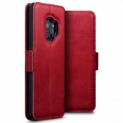 Slimmat Fodral Äkta Läder Samsung Galaxy S9 - Röd